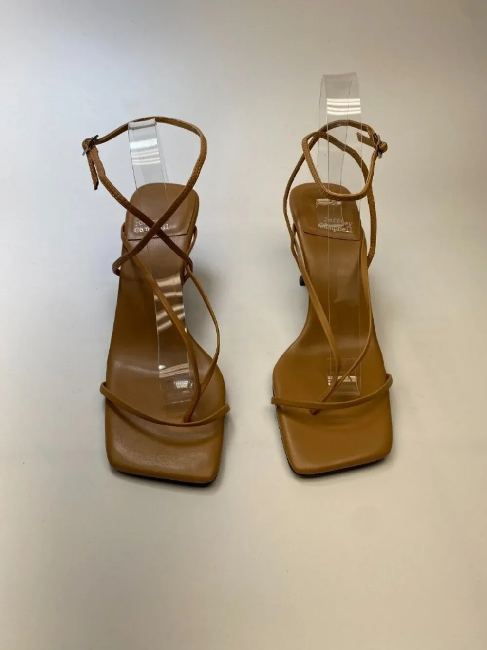 Jeffrey Campbell Womens Fluxx Strappy Tan Leather Heel Sandal Sz  9.5